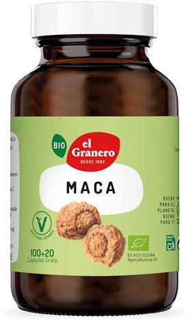 EL GRANERO INTEGRAL - Maca Bio - 120 Cápsulas - Apto para Veganos - Complemento alimenticio Elaborado a Base de Polvo de Raíz de Maca - Energía y Vitalidad