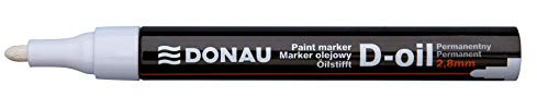 DONAU 7369001PL-09 Ölmarker D-OIL Rundspitze 2,8 mm Ölbasis Permanent Marker, Farbe: Weiß / Wasserdichte Tinte Papier/ Filzschreiber für Plastik Metall Holz Glas/ Schreibt auf Fast Jeder Oberfläche