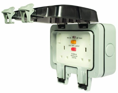 Masterplug WP22RCD 13 A 2 Gang Storm Weatherproof Outdoor RCD Switched Latched Double Pole Socket by Masterplug