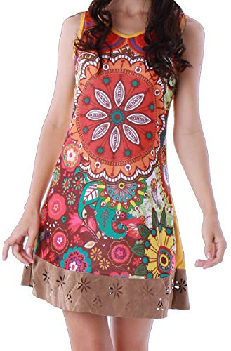 PANASIAM Vestido, túnica de Colores, Hecha de algodón, Disponible en S,M,L y XL