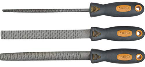 3 tlg. Profi Feilen-Satz, T12 Stahl, 200 mm Rundfeile Holzraspel Holzfeile