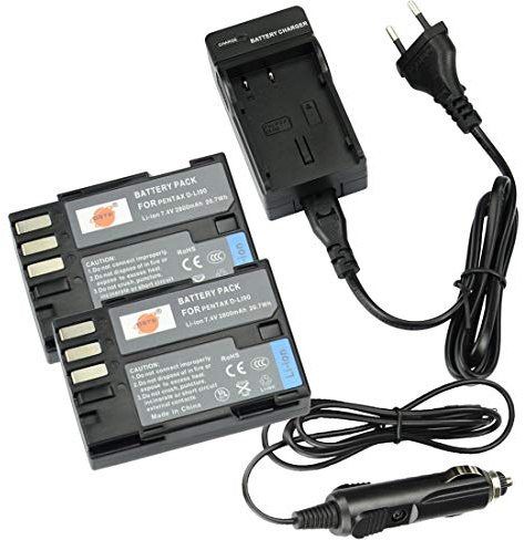 DSTE 2-Pack D-LI90 Batterie et Chargeur Compatible pour Pentax K-01 K-3 K-5 K-52K-5II K-7 K-7D