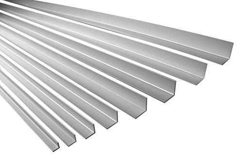 2 Mètres Alu Anodisé Bricoleur Baguette D'Angle Profilé Angulaire Divers Tailles, B10-B17, Couleur: Argent, Dimensions: B10-20 X 20 X 2 MM