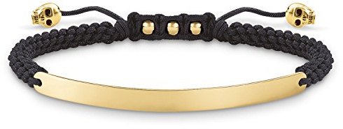 THOMAS SABO Armband Schwarz Totenkopf 925er Sterlingsilber; 750er Gelbgold Vergoldung, Nylon