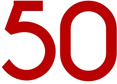 Zahl 50 in rot, 30 cm großer Sticker, wetterfeste Klebezahl | Selbstklebende Klebefolie für Hausnummern an Tür, Tor, Garage, Schaufenster und allen glatten Oberflächen