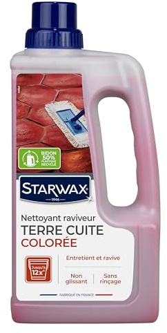 STARWAX Nettoyant raviveur coloré pour tomettes et terres cuites 1L | Entretient et ravive terres cuites colorées rouges et flammées, sans rinçage, rendement jusqu'à 750m²/L