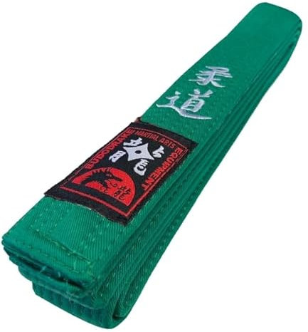 Budodrake Grüngurt Bestickt mit Karate-Do (Bestickung in Silber) Karategürtel grün bestickter Karategurt (240)