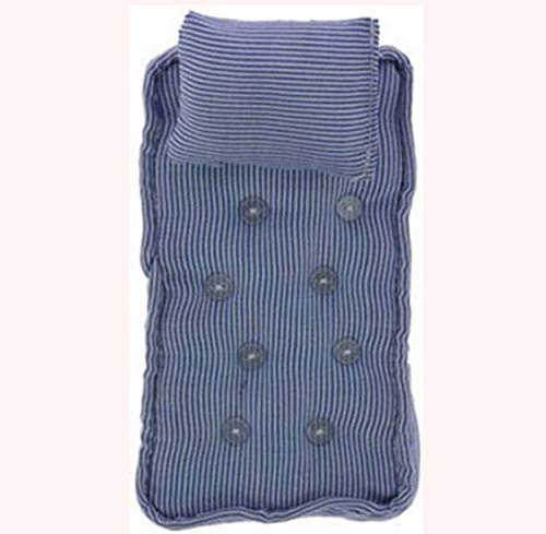 Handley House Dollhouse Miniature Single Mattress and Pillow in Blue & White Stripe