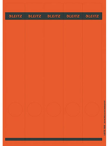 Leitz PC-beschriftbare Rückenschilder selbstklebend für Standard- und Hartpappe-Ordner, 125 Stück, Langes und schmales Format, 39 x 285 mm, Papier, Rot, 16880025
