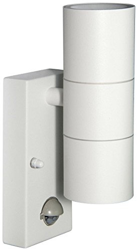 Long Life Lamp Company White Stainless Steel PIR Up Down Double Outdoor Wall Light with Movement Sensor Motion Detector ZLC058