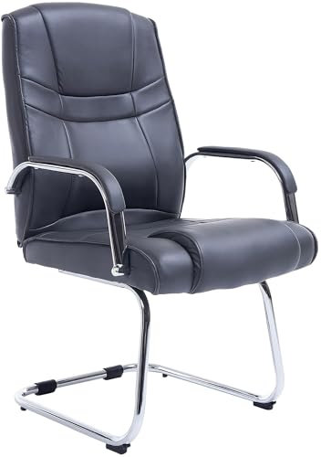 CLP XXL-Freischwinger Attila I gepolsterter Besucherstuhl mit Kunstleder-Bezug I Bis 180 kg belastbar, Farbe:grau