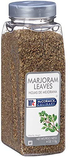 McCormick Culinary Marjoram Leaves, 4 oz - One 4 Ounce Container of Marjoram Spice for a Bitter, Minty Flavor, Ideal in Stews, Salads, Pork and Beef Dishes and Sauces