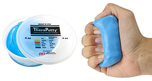 CanDo TheraPutty Antimikrobielle Handtrainingsknete – Fester Widerstand (Blau, 113 g) | Hygienischer Griffkrafttrainer für Physiotherapie & Ergotherapie
