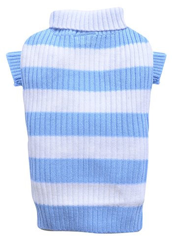 Doggy Dolly W050 Strickpullover für Hunde, blau/weiß Gestreift, Größe : M