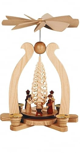 Müller Weihnachtspyramide Bogenpyramide Christi Geburt, 29 cm hoch, Natur, original Erzgebirge Seiffen