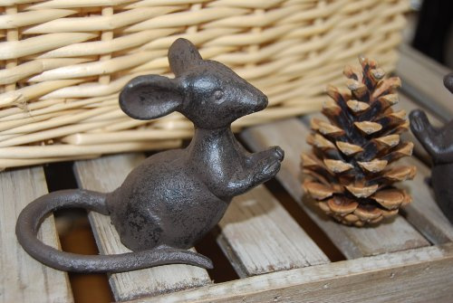 Décoration de maison ou jardin en fonte et en forme de souris