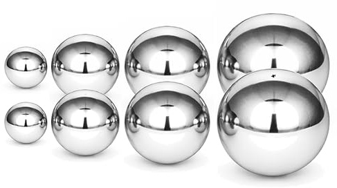 Gebrüder Lomprich Edelstahlkugeln poliert je 2 Stück Durchmesser 5cm, 8cm, 10cm und 13 cm.