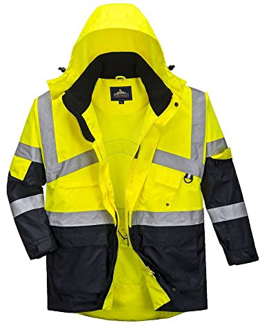 HI VIS Atmungsaktive Sicherheitsjacke Mantel Radio Loop D Ring Hohe Sichtbarkeit Arbeitskleidung