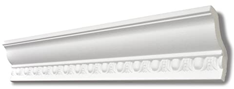 Decosa Stuckleiste G4 Giselle - Deckenleiste in Weiß - 5 Leisten à 2 m Länge = 10 m - Zierleiste aus Styropor 70 x 80 mm - Für Decke oder Wand