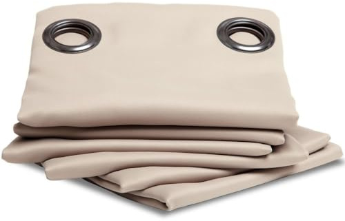 Moondream ThermActiv® Thermovorhang Winter+Sommer 2in1 | Isolierung Kälte+Hitze | Verdunkelung | Patentierte Technologie | EU Herstellung | Ösen | Beige MC634 | 140B x 180H cm