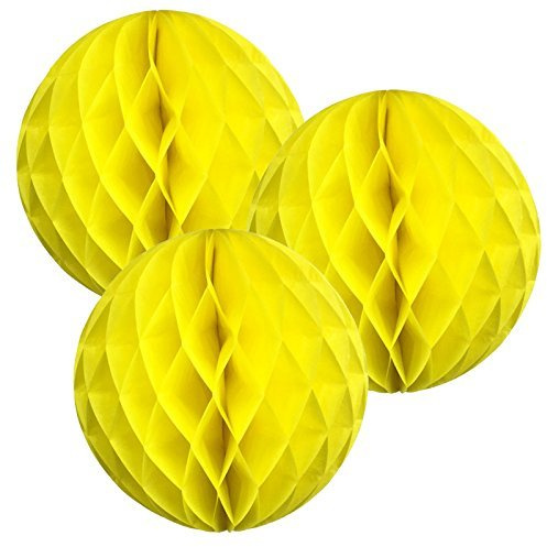12(30cm) Confezione da 3 a nido d'ape di carta palle di nozze compleanno decorazione della festa di Natale (Giallo)