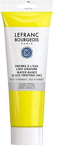 Lefranc & Bourgeois 188217 Linoldruckfarbe auf Wasserbasis, wischfest, geschmeidig für Hochdrucktechniken in der 250ml Tube - Zitronengelb