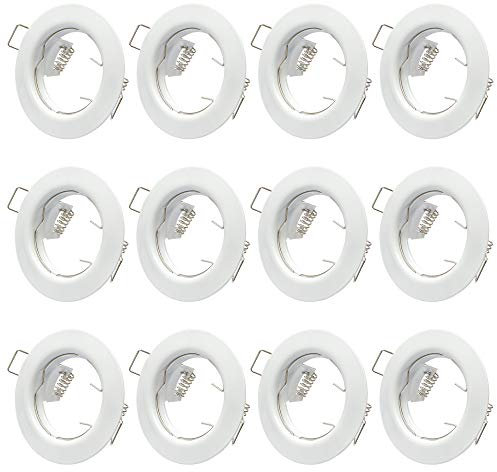 Lumi Lot de 12 x cadres encastrer pour spot encastrable SD-863 Blanc avec douille GU10