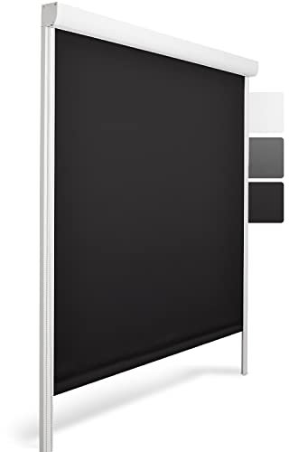 Sol Royal Kassettenrollo mit Führungsschiene SolReflect K24 60x175 cm Schwarz - Blackout Thermorollo seitliche Führungsschienen - Befestigung ohne Bohren - Verdunkelungsrollo 60cm breit