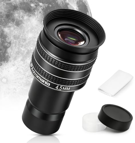 Astromania 3,2 cm 58-Grad Planeten Okular für Teleskop, 4,5MM, Aluminium, Schwarz | Weitfeldbetrachtung, FMC-Beschichtung, gedrehter Okularzylinder, Filtergewinde, Teleskopzubehör für Mondsternnebel Deep Sky