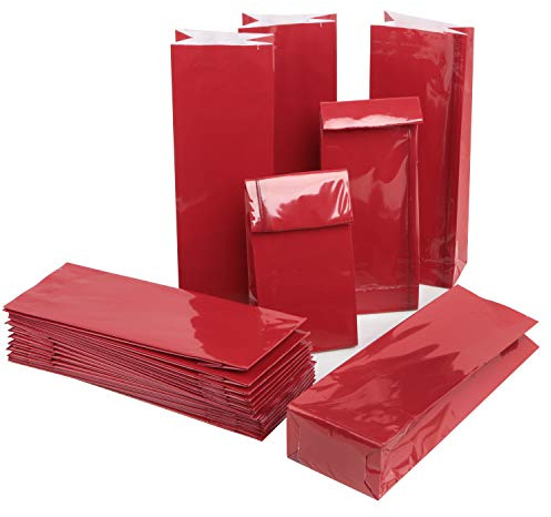 Logbuch-Verlag 100 rote Papiertüten mit Boden 7 x 4 x 20,5 cm - lebensmittel geeignete Tüten - Gewürztüten Teetüten Kekstüten zum Befüllen
