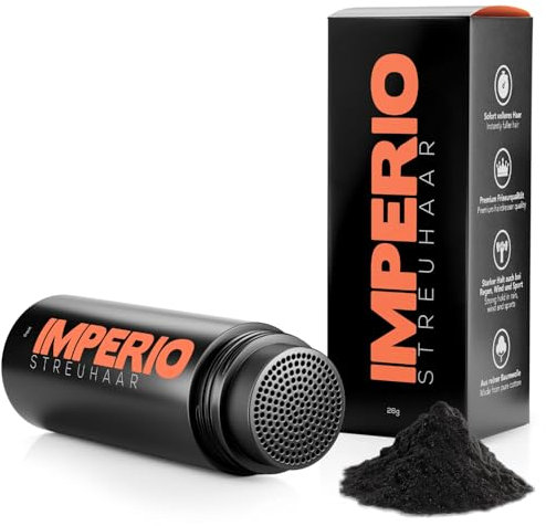 IMPERIO Streuhaar zur Haarverdichtung & vollem Haar in Sekunden. Schütthaar für einen authentischen Look. 100% Natur! In Premium Friseurqualität - 26g (Schwarz)