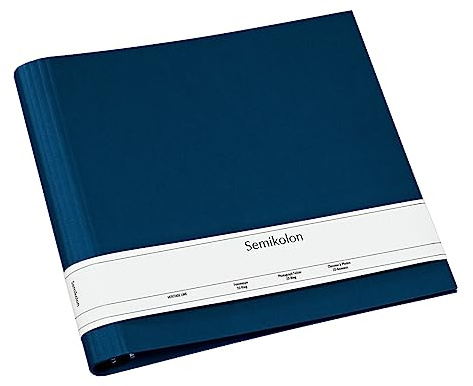 Semikolon 353284 Fotomappe 23 Ring - 35 x 32 cm - Efalinbezug - für Album, Fotobuch mit Ringheftung - marine blau