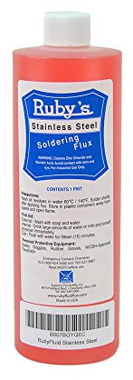 Rubyfluid Stainless Steel Soldering Flux – 1 Pint Bottle | Industrial-Grade Acid Flux for Steel, Brass, Nickel & Hard-to-Solder Metals | Fast Acting, Strong Bond, Made in USA