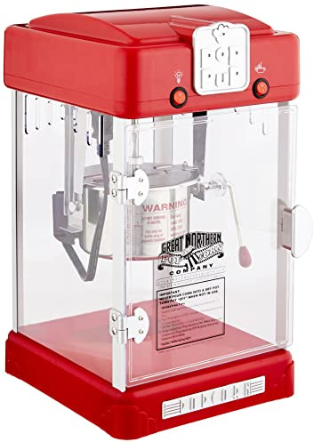 Pop Pup Popcorn Machine - 2.5oz Popper with Stainless-Steel Kettle, Serving Tray, Warming Light and Accessories by Great Northern Popcorn (Red)