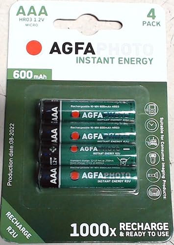 4 x AGFA AAA NiMh Cordless Telephone Rechargeable Batteries-Binatone, BT (inc Diverse, Studio, Graphite, etc–NOT SYNERGY), Doro, iDect, MagicBox, Panasonic, Philips, Siemens