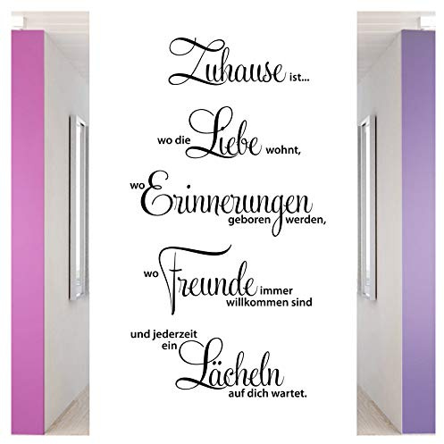 Grandora selbstklebend Wandtattoo Sprüche und Zitate Zuhause ist I weiß 32 x 58 cm I Aufkleber Wandtattoos Sprüche für Flur Wohnzimmer Modern Wandsticker Wandaufkleber W1124