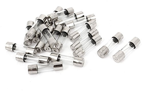 sourcing map AC 250V 6.3A Lente Fusion Actif Type Verre Tube Fusibles 5mm x 20mm 20 pièces