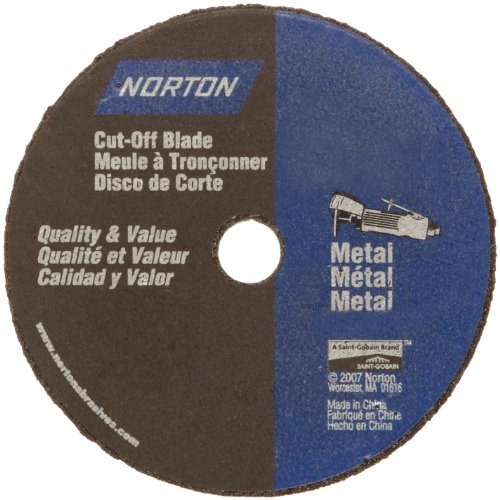 Norton Gemini Small Diameter Reinforced Abrasive Flat Cut-off Wheel, Type 01, Aluminum Oxide, 3/8 Arbor, 2 Diameter x 1/8 Thickness (Pack of 5)