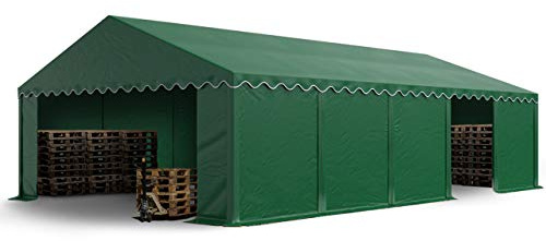 TOOLPORT Tendone deposito 5x10 m PVC 700 N verde scuro impermeabile tenda capannone tenda di stoccaggio
