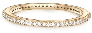 GLANZSTÜCKE MÜNCHEN Damen Ring 925/- Sterling Silber gelbgold | gelbvergoldet 14 Karat, Bandring, Zirkonia, weiß