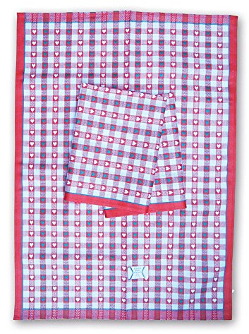 Ross Geschirrtuch Kleine Bauern-Herzchen Halbleine 3er Pack Rot