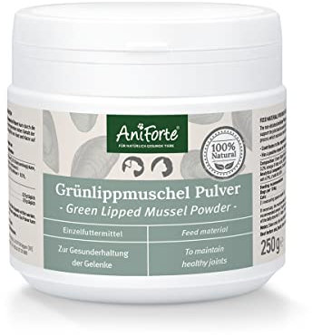 AniForte Green Lipped Mussel for Dogs and Cats 250g Powder - 100% Natural Joint Supplement with Glucosamine