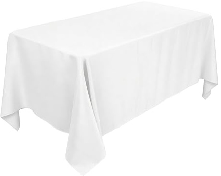 Weddecor Rechteckige Tischdecke, Polyester, Baumwolle, waschbar, wiederverwendbar, für Esstisch, Hochzeit, Geburtstag, Party, 229 x 396 cm, Weiß | Strapazierfähige Polyester-Tischdecke für Hochzeiten, Partys, Bankette, Veranstaltungen und Restaurants