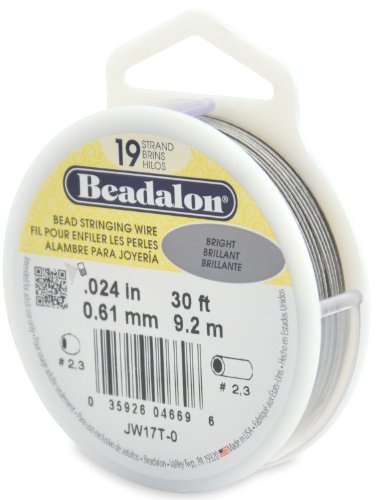Beadalon JW17T-0 pärltrådtråd 0,61 mm (19 tum) 30 fot (30 fot) ljus