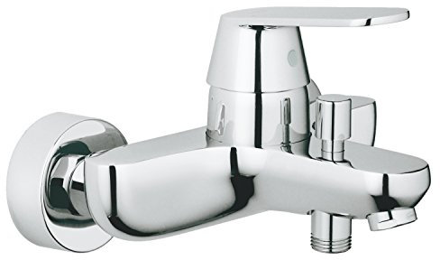 GROHE Eurosmart Cosmopolitan, Badewannenarmatur (Duscharmatur für die Badewanne, Mischbatterie mit automatischer Umstellung Wanne/Brause, mit integriertem Rücklaufventil, S-Anschlüsse) chrom, 32831000