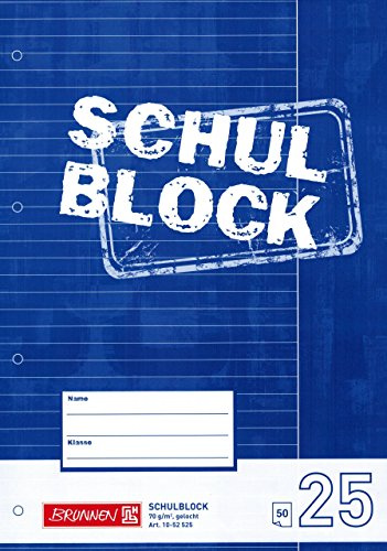 Schreibblock/Schulblock 25 BRUNNEN 50 Blatt / A4-70g