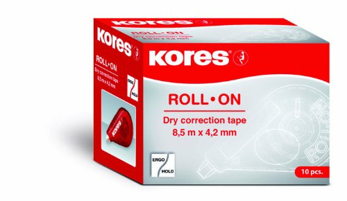 Kores - Korrektor Tape Roll On, Korrekturband 15m x 4,2, Packung mit 10 Stück
