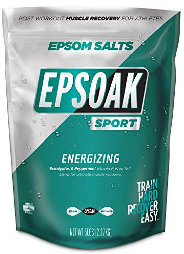 Epsoak Sport Epsom Salt 5 lb. Magnesium Sulfate USP. Resealable Epsom Salt Bag Eucalyptus, Made in The USA, Cruelty-Free Certified