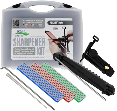 DMT Aligner Diamant Schleifsystem | Messerschärfer mit Schleifstein Grob, Fein, Extrafein | Geführtes Schärfen & konstanter Schleifwinkel | Inkl. Koffer | Made in USA | A-PROKIT