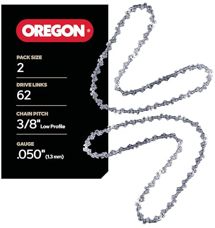 Oregon 2-Pack Chainsaw Chain 3/8 LP Pitch, .050 (1.3 mm) Gauge for 18 (45cm) Bar, 62 Drive Links – Low-kickback Replacement Saw Chain, Fits Husqvarna, Echo, Poulan, Homelite, Craftsman and more